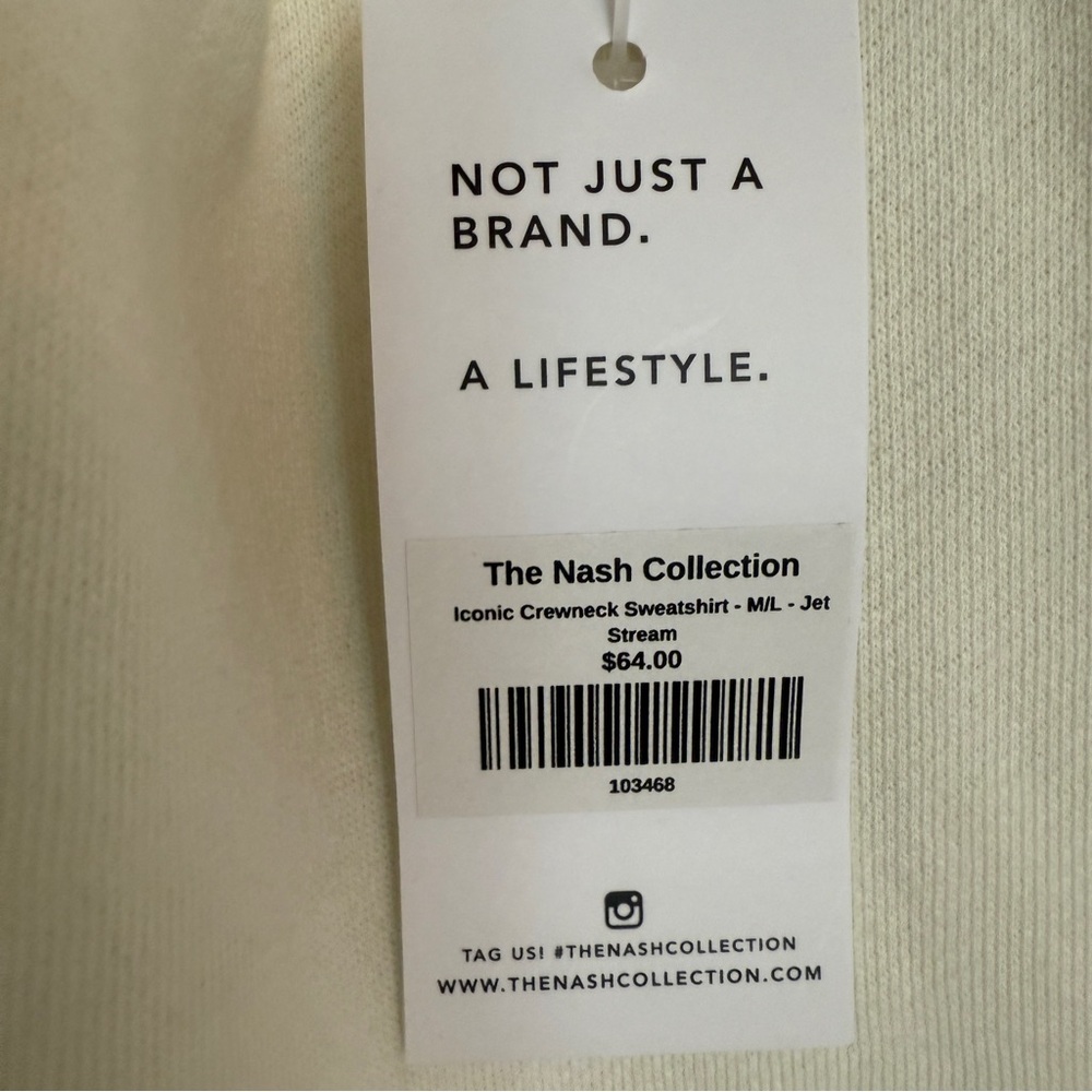 Nash The Nash Collection Iconic Crewneck Sweatshirt Jet Stream Cream SizeM/L NWT - Picture 7 of 13